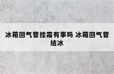 冰箱回气管挂霜有事吗 冰箱回气管结冰